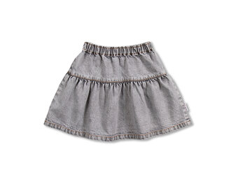 Jeans Ruffle Skirt AW25-510 Washed Light Grey
