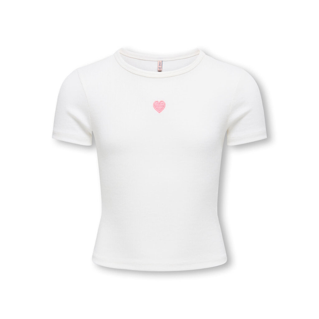 KIDS ONLY KOGELVA JUNE EMB S/S TEE CS JRS 15368642 Cloud Dancer Heart/Romance Rose/EMB