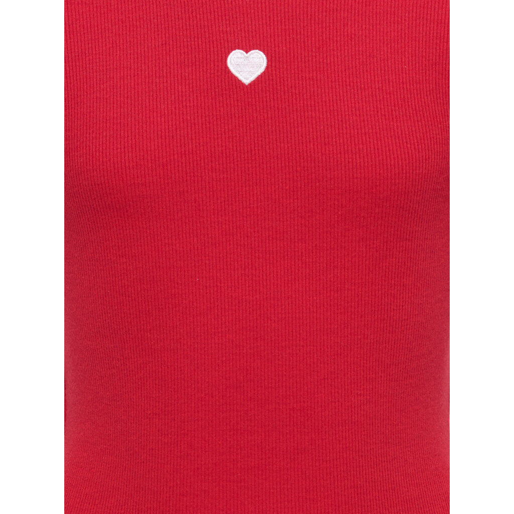 KIDS ONLY KOGELVA JUNE EMB S/S TEE CS JRS 15368642 Barbados Cherry Heart/Cloud Dancer/EMB