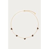 Ketting met bruine hartjes MJ15745 Goud
