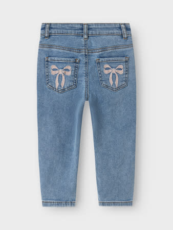 NMFBELLA MOM EMB JEANS 1224-SM NOOS 13242772 Medium Blue BOW EMBROIDERY