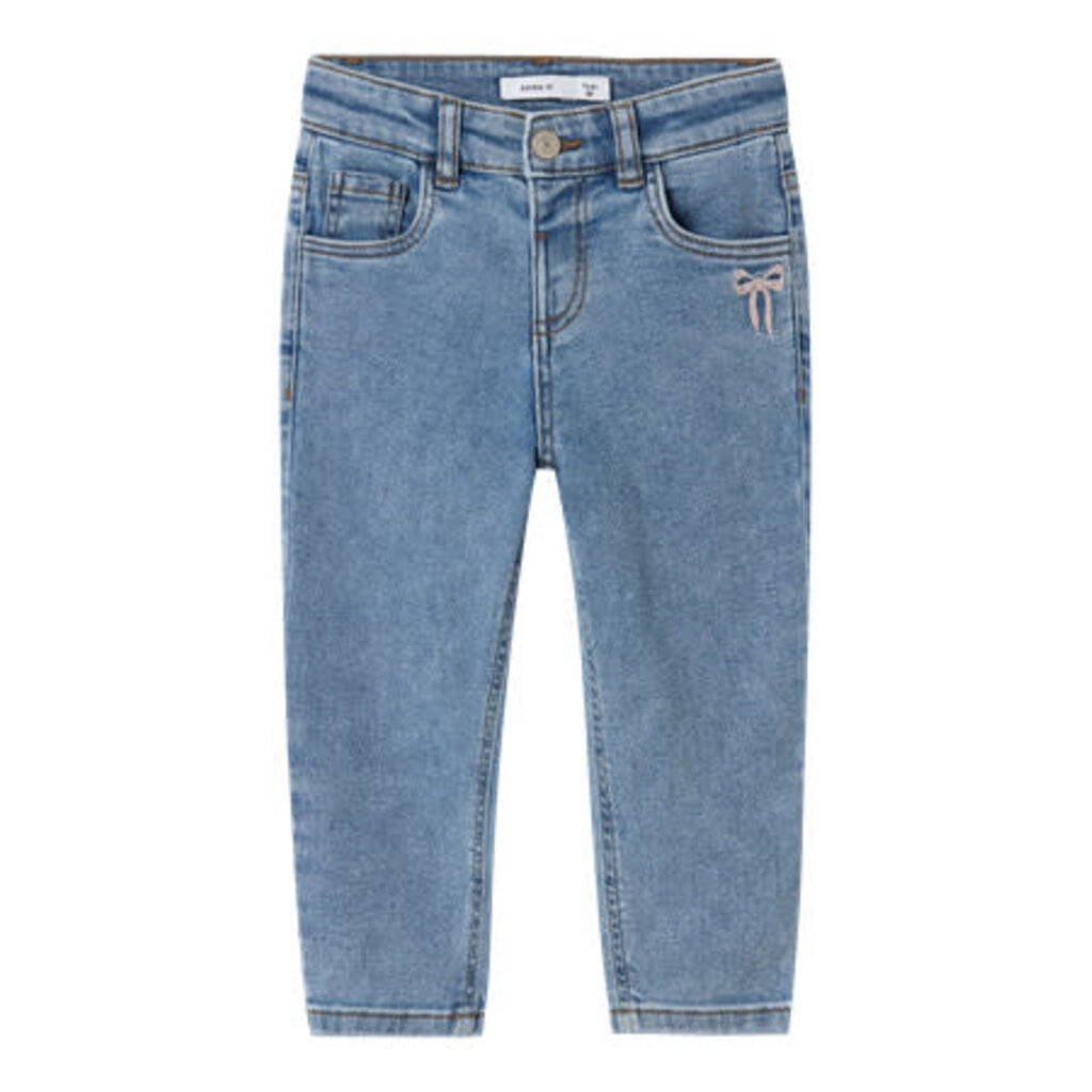 name it NMFBELLA MOM EMB JEANS 1224-SM NOOS 13242772 Medium Blue BOW EMBROIDERY