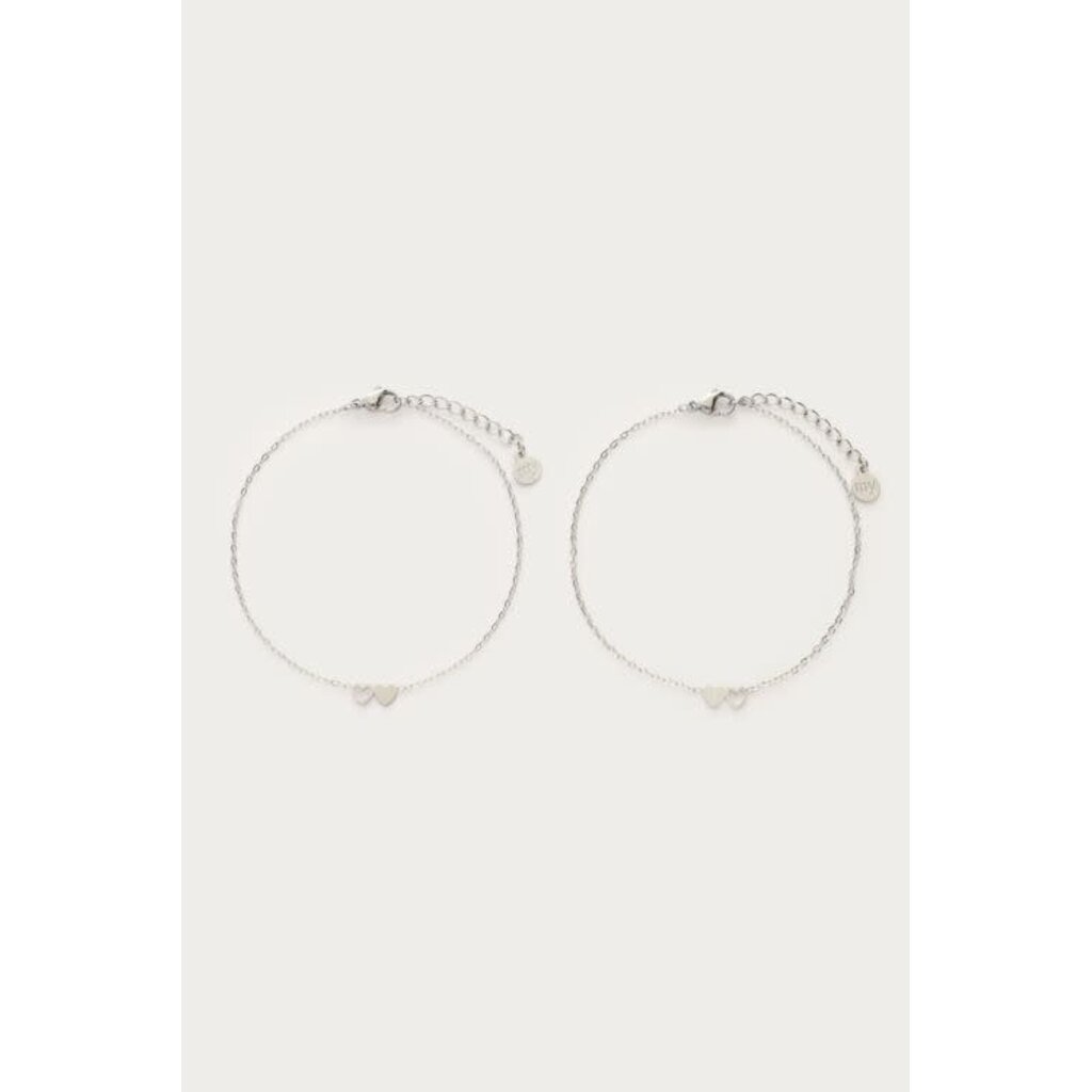 Bracelet besties 2 hearts MJ10342 Silver