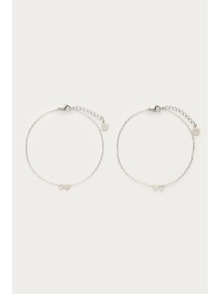 Bracelet besties 2 hearts MJ10342 Silver