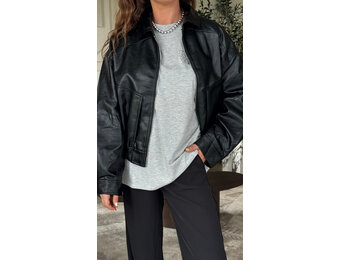 Stockholm jacket faux leather - zwart