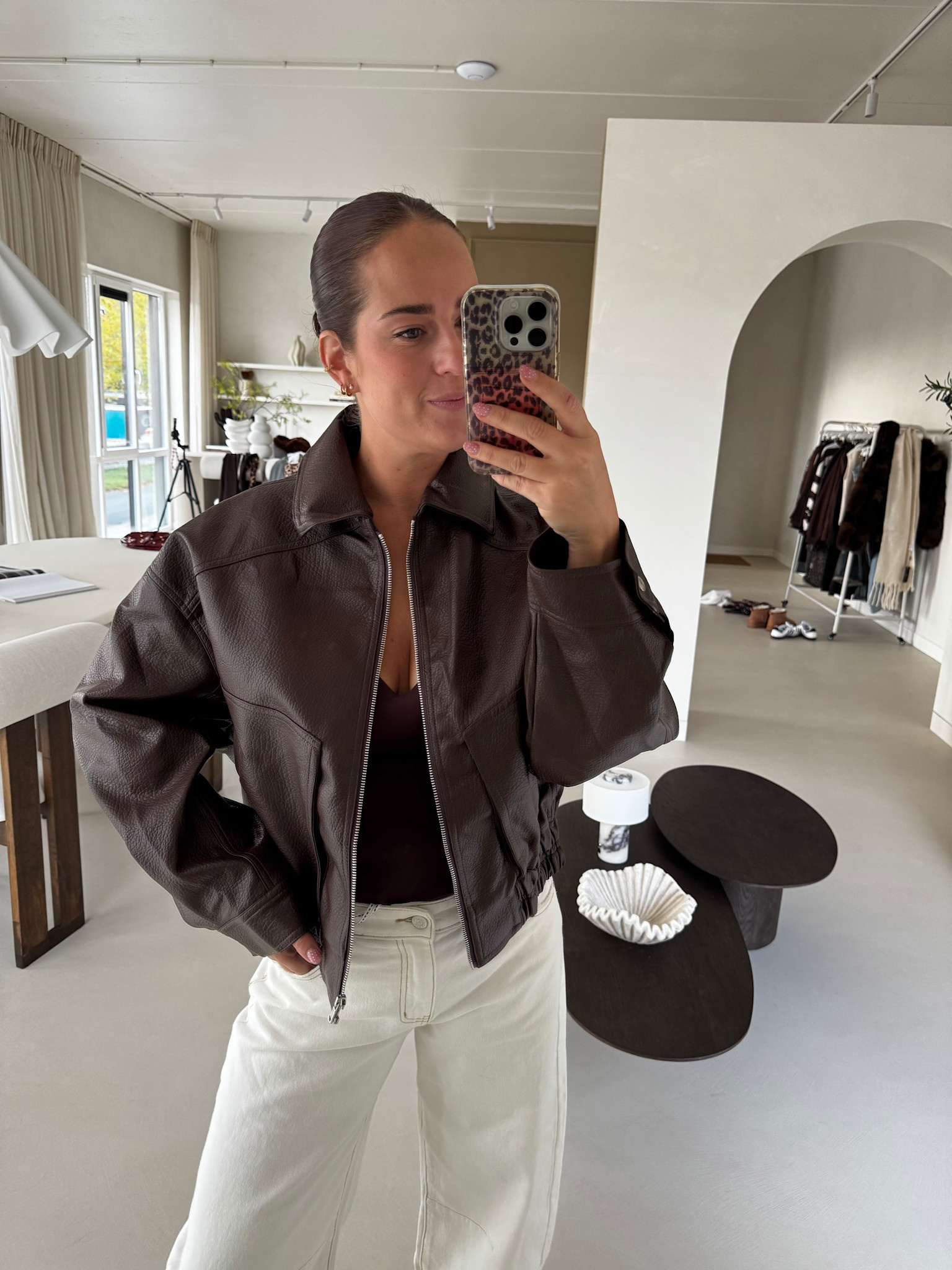 Stockholm jacket faux leather - bruin