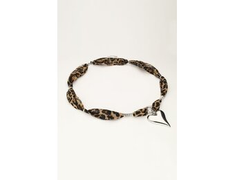 Necklace leopard cord heart  MJ12040 Silver