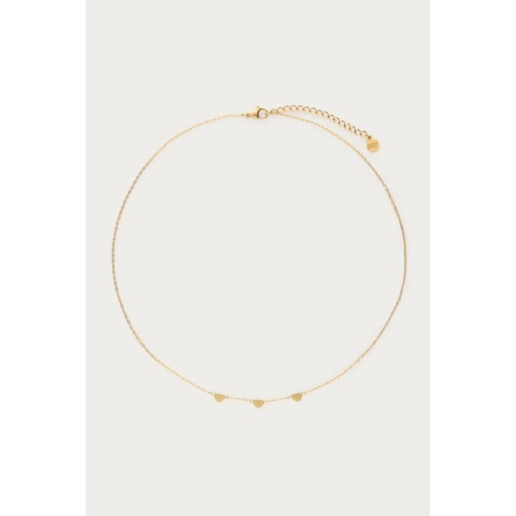 Ketting with three hearts MJ01901 Goud