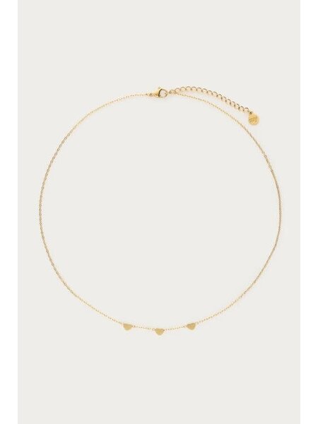 Ketting with three hearts MJ01901 Goud