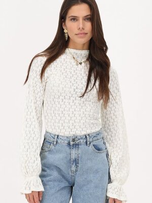 Witte kanten top met cuff MJ13264-0900