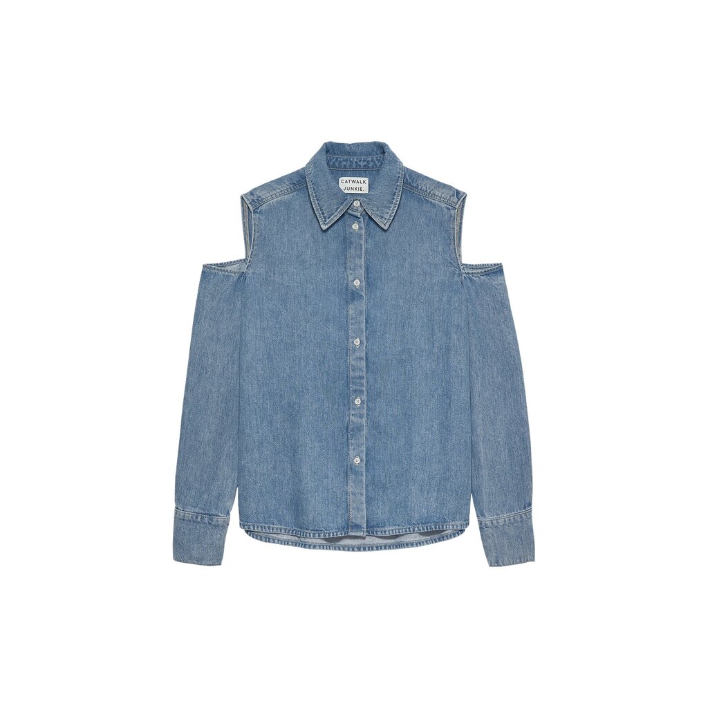 CATWALK JUNKIE Open shoulder denim blouse 2601021609 Blue