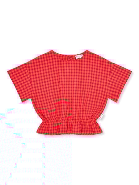 PETIT BLUSH Blouse Elastic Waist SS26-202 Check Red