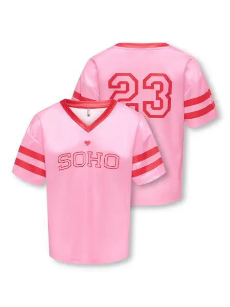KIDS ONLY KOGLULU S/S V-NECK SPORTY TOP CS JRS 15354971 Begonia Pink Mars Red SOHO/23