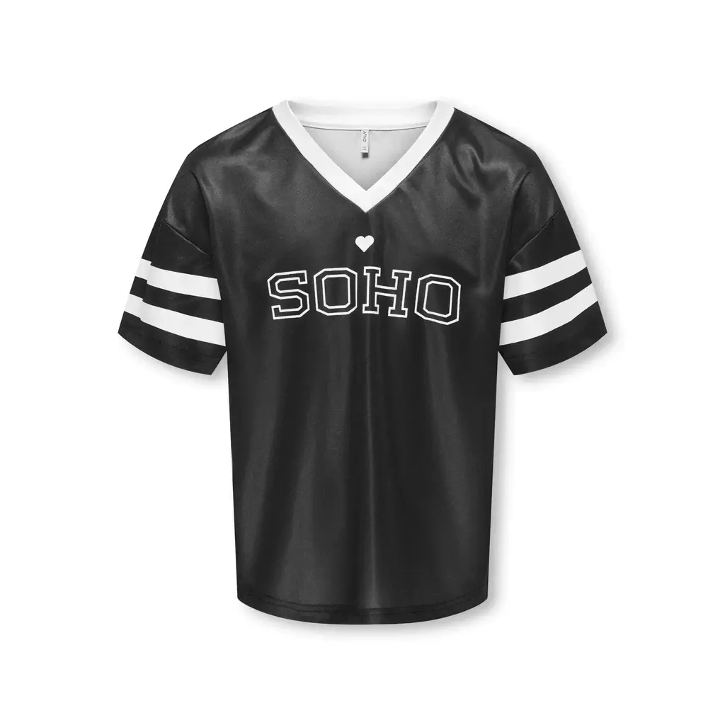 KIDS ONLY KOGLULU S/S V-NECK SPORTY TOP CS JRS 15354971 Black White SOHO/23