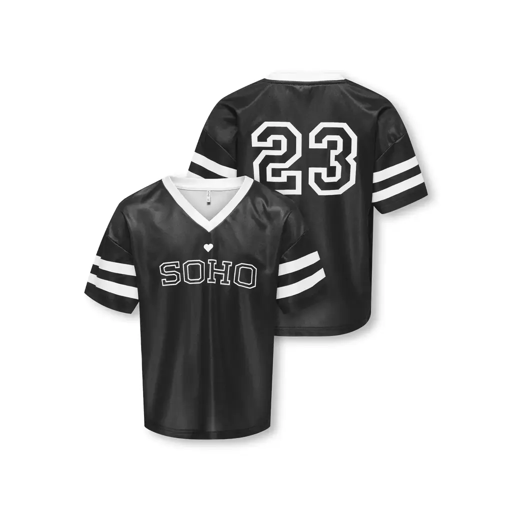 KIDS ONLY KOGLULU S/S V-NECK SPORTY TOP CS JRS 15354971 Black White SOHO/23
