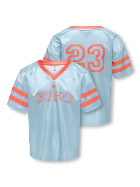 KIDS ONLY KOGLULU S/S V-NECK SPORTY TOP CS JRS 15354971 Soft Chambray Tiger LilySOHO/23