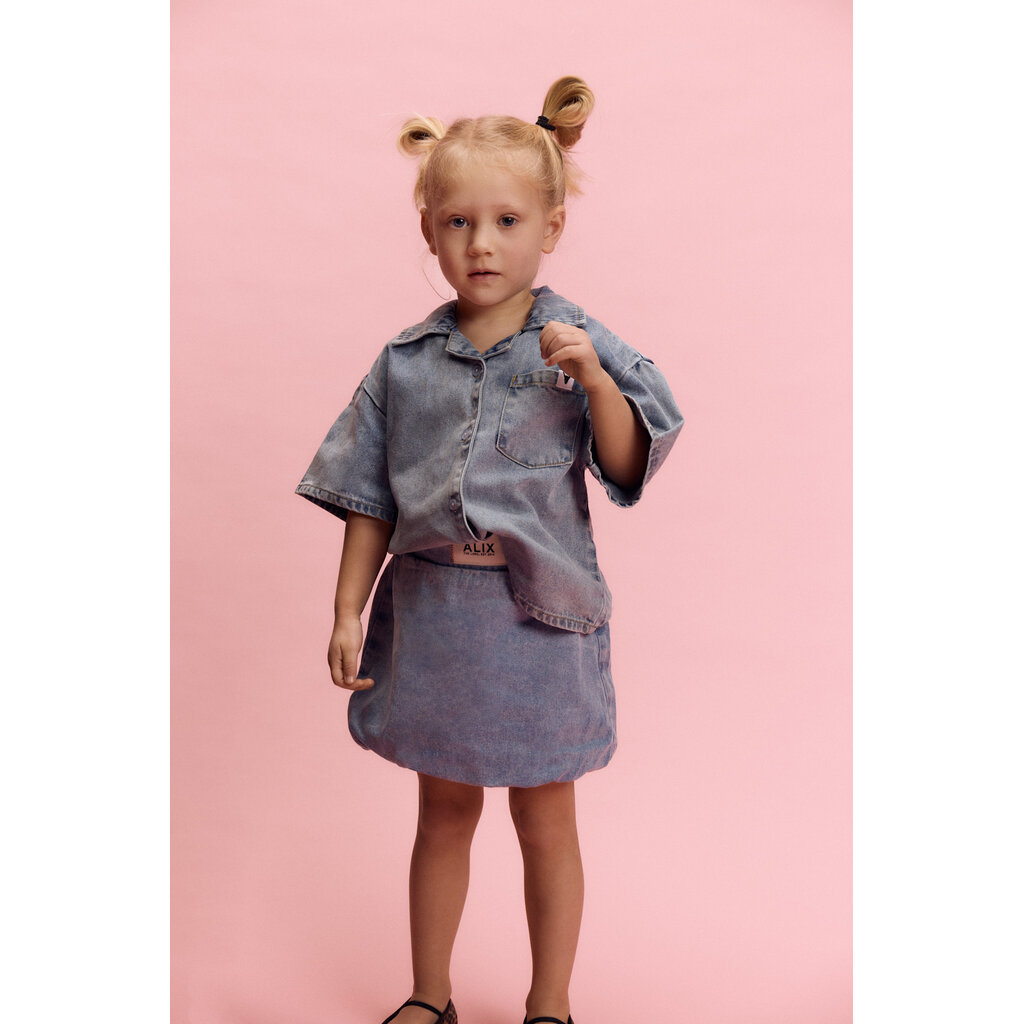 ALIX mini short sleeve denim blouse 62603998459