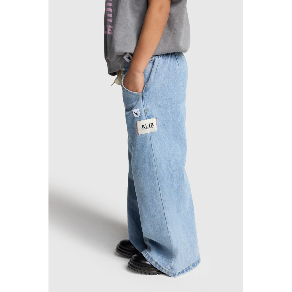 ALIX mini wide leg flowy denim pants 62603198457  light blue