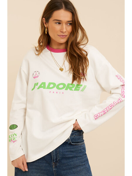 T-shirt met lange mouwen MJ15769 J'adore Paris Wit