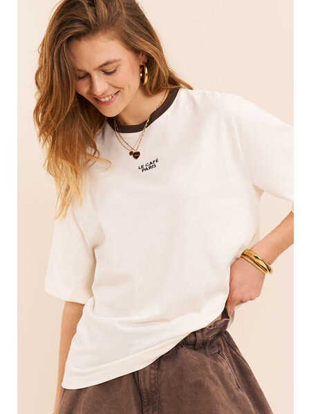 Wit T-shirt Le café Paris MJ15871