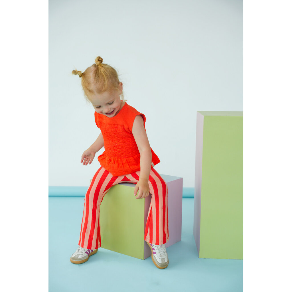 The New Chapter flared pants Nena D602-5610-947 Red Pink Stripes