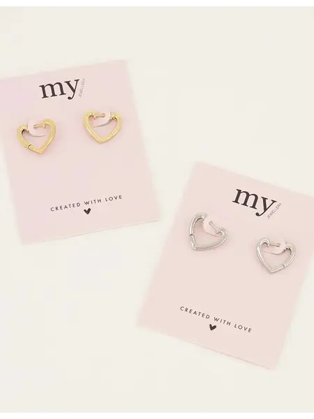 Oorbellens open heart MJ07082 Goud