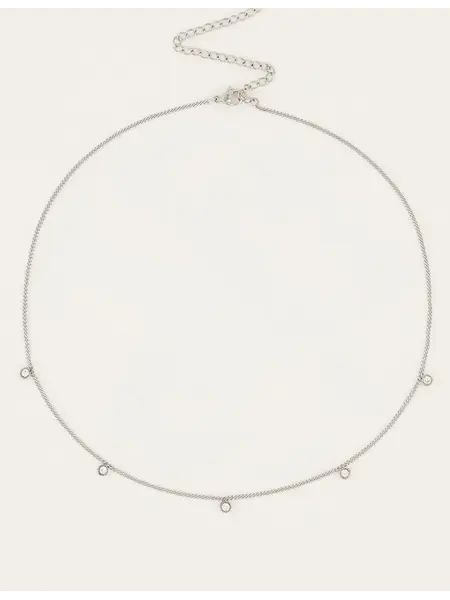 Ketting vijf strass steentjes MJ04774 Silver