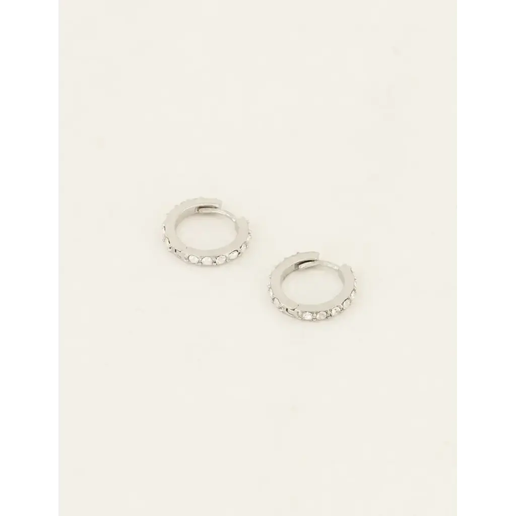 Earrings hoops with stones MJ07244 Silver
