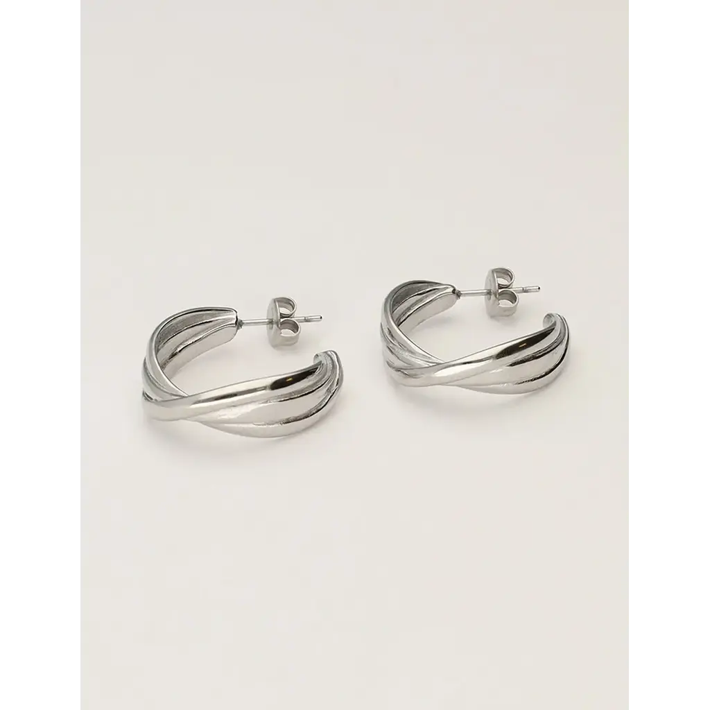 Oorbellen hoop triple row MJ11092 Zilver
