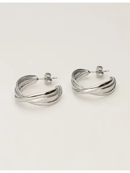 Earring hoop triple row MJ11092 Silver