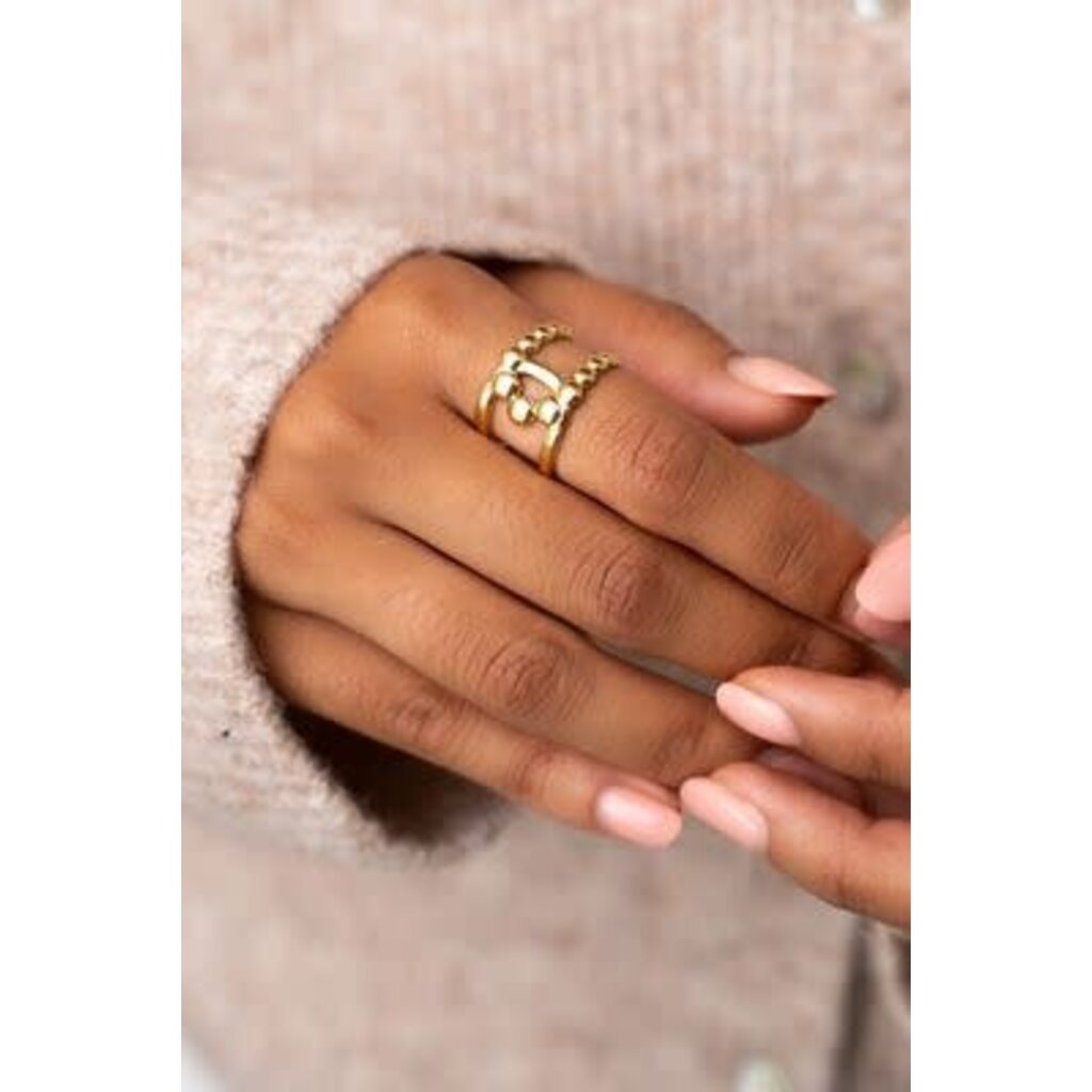 Ring bubble hooked MJ11646 Goud