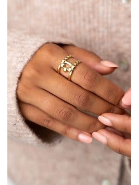 Ring bubble hooked MJ11646 Goud