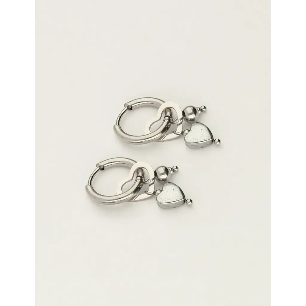 Oorbellen hoop heart  MJ12011 Zilver