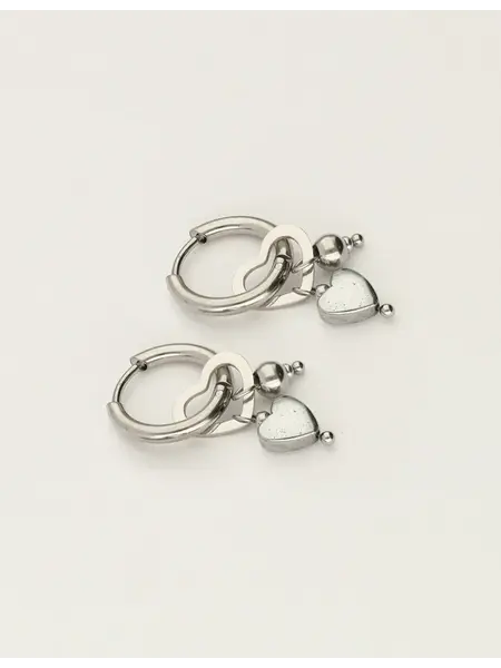Oorbellen hoop heart  MJ12011 Zilver