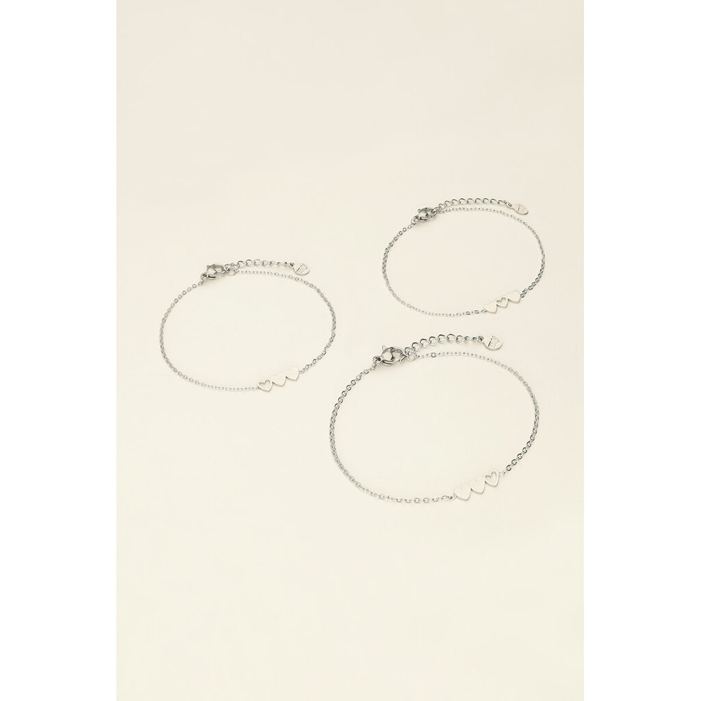 Bracelets 3 hearts mother & mini  MJ09776 Silver
