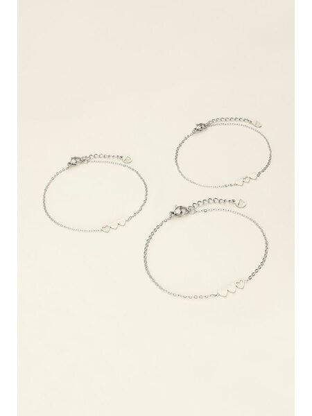 Bracelets 3 hearts mother & mini  MJ09776 Silver