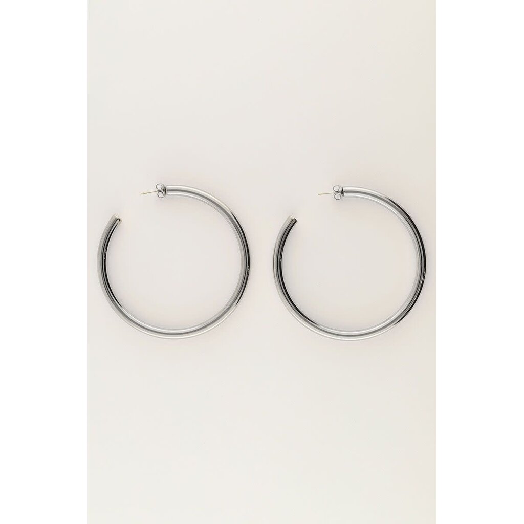 Oorbellen hoops basic maxi MJ12803 Zilver
