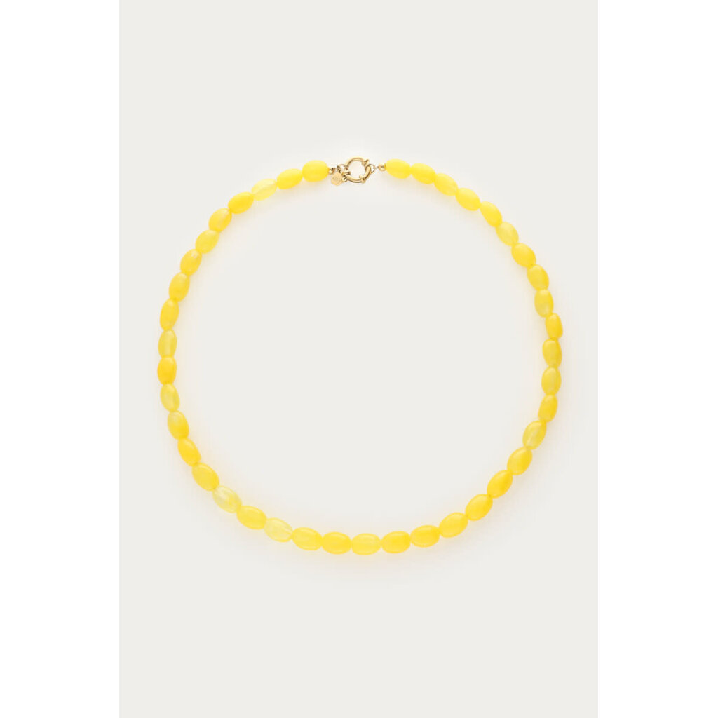 Necklace beads yellow MJ15820 Goud