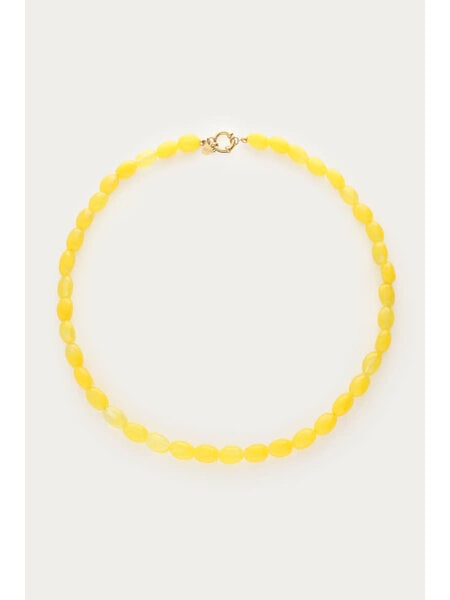 Necklace beads yellow MJ15820 Goud