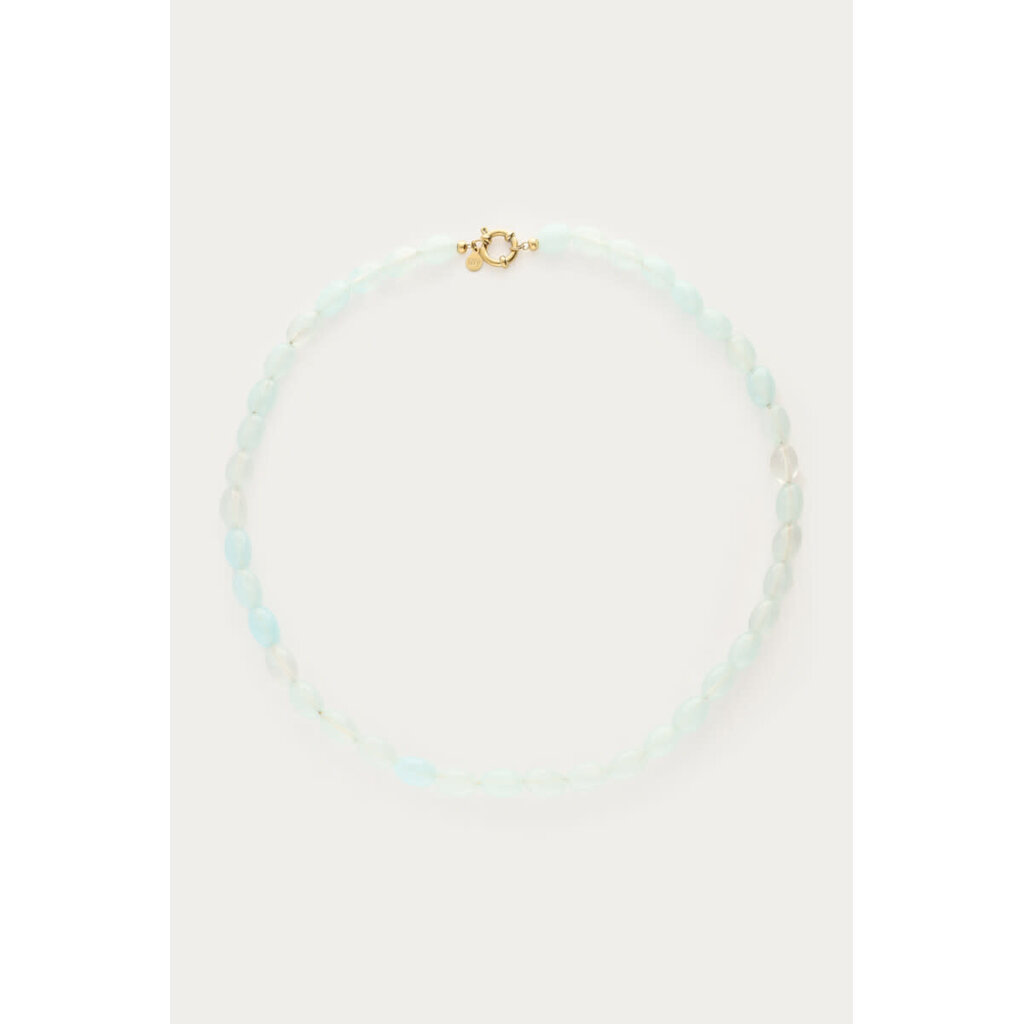 Necklace beads light blue MJ15817 Gold