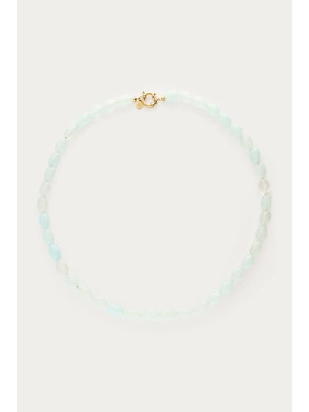 Necklace beads light blue MJ15817 Gold