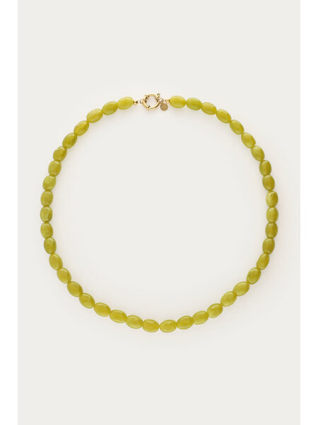Necklace beads green  MJ15824 Goud
