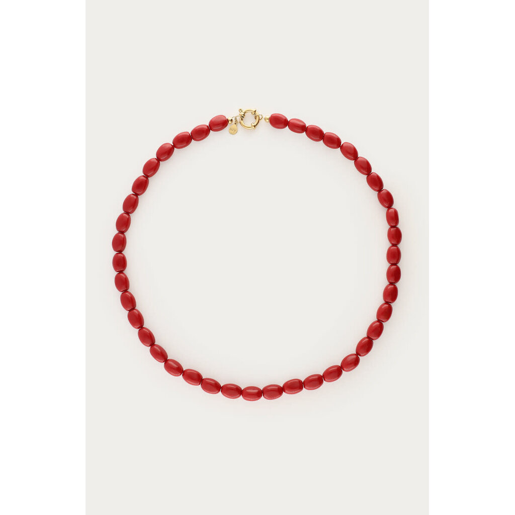 Necklace beads red MJ15816 Gold
