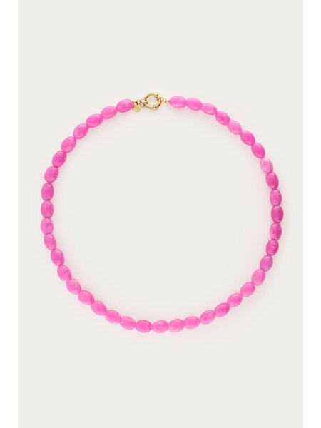 Necklace beads fuchsia MJ15823 Gold