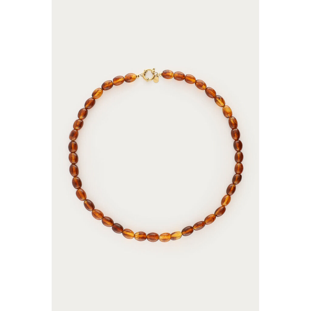 Ketting beads brown MJ15813 Goud