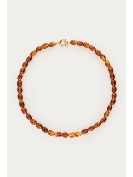 Ketting beads brown MJ15813 Goud