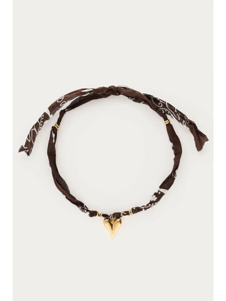 Necklace bandana brown heart MJ15088 Gold