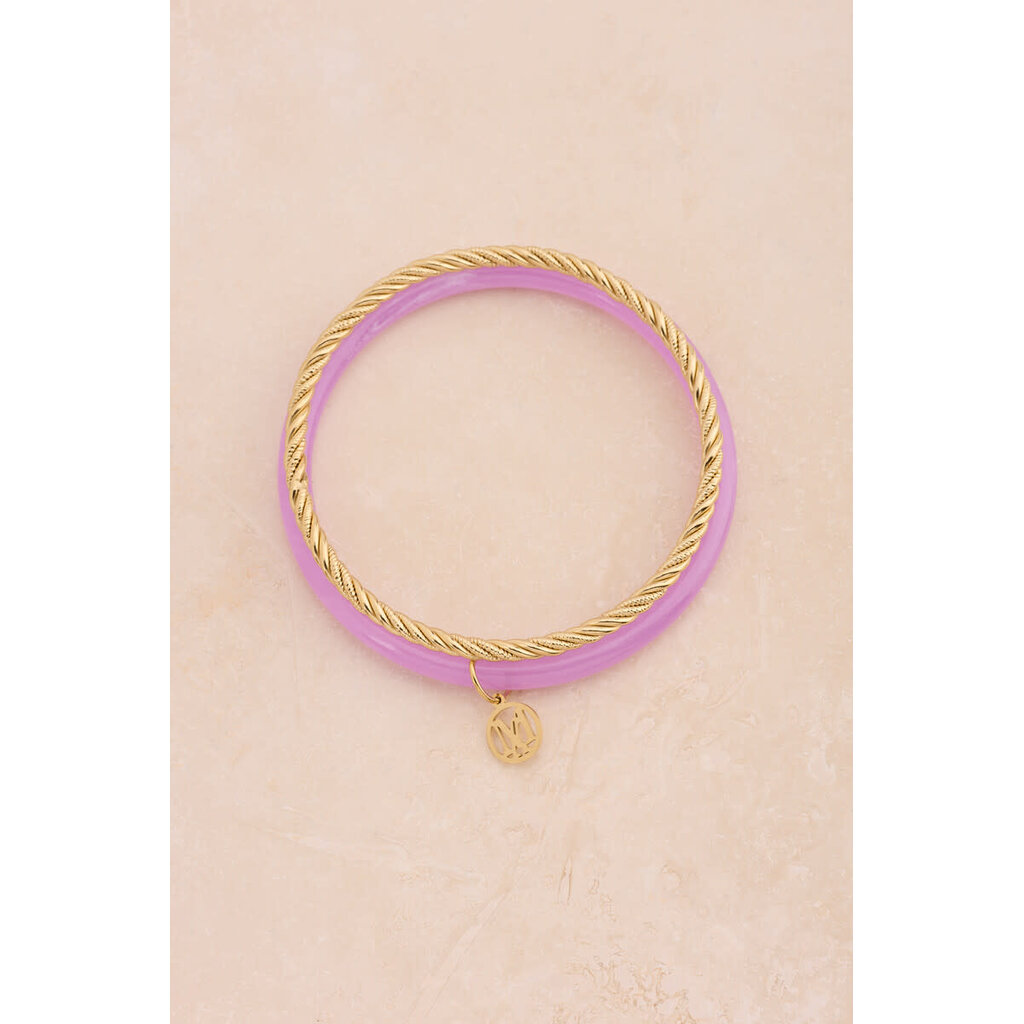 Bangle set thin lila MJ15839 Goud