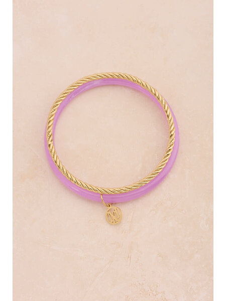 Bangle set thin lila MJ15839 Goud