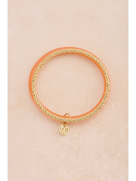 Bangle set thin orange MJ15844 Goud